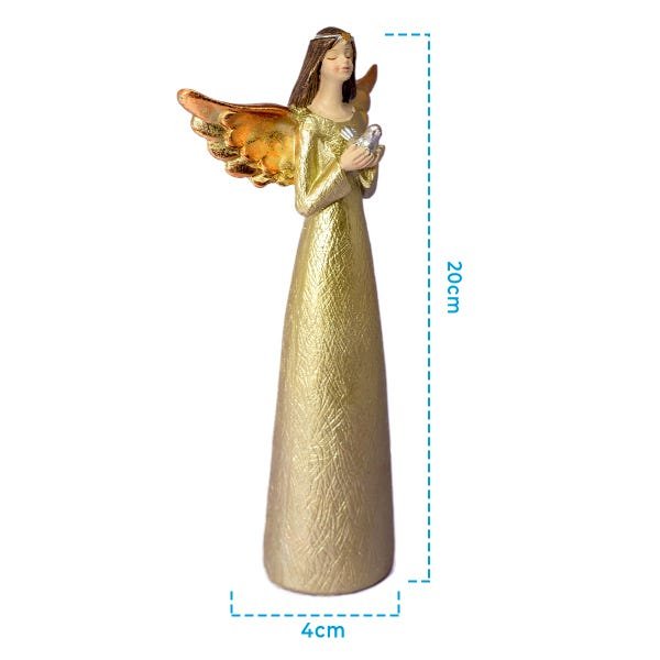 Anjo Dourado de Resina Detalhe Pomba Decorativo 20cm - 2
