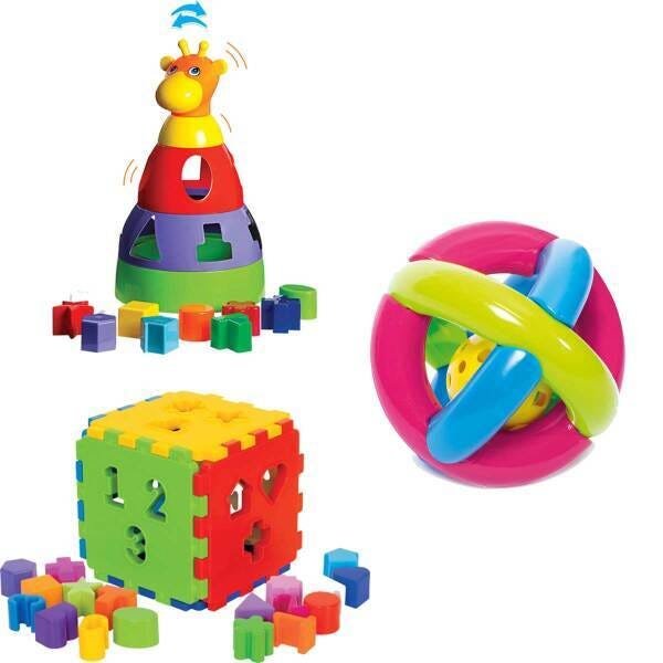 Kit de Brinquedos Educativos Girafa + Cubo + Bola - 1