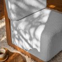 Ver imagem 3 de Poltrona Decorativa Rafaela Premium Base Madeira Moderna Recepção Design Orgânico Bouclê Cinza