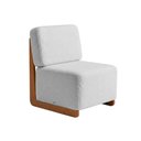 Ver imagem 1 de Poltrona Decorativa Rafaela Premium Base Madeira Moderna Recepção Design Orgânico Bouclê Cinza