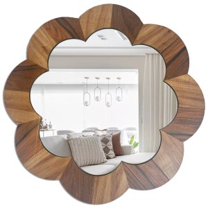 Espelho Decorativo Moldura Madeira Pegui Barrie 45 cm:Marrom
