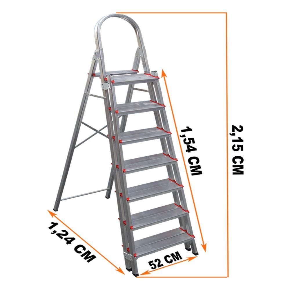 Escada Alumínio 7 Duplos Degraus Reforçada E Segura ART FACTORY - 1