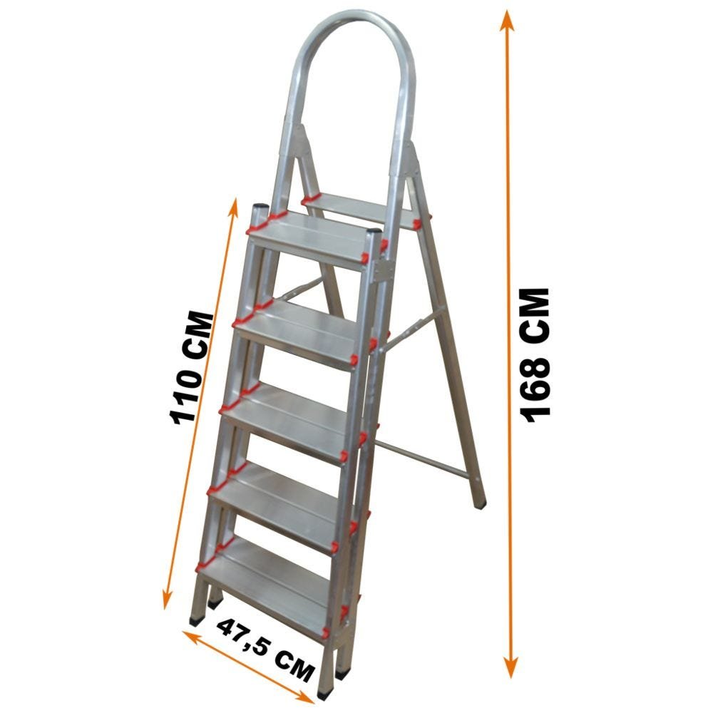 Escada Alumínio 5 Duplos Degraus Reforçada E Segura ART FACTORY - 1