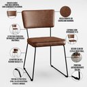 Ver imagem 4 de Kit 06 Cadeiras Decorativas Estofada Sala Jantar Base Aço Allana L02 Couríssimo Marrom - Lyam