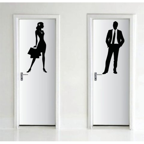 Adesivo Decorativo Porta de Banheiro Elegantes