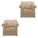 Ver imagem 1 de Kit 2 Poltronas Para Sala De Estar Suede Pés Castanho Bege
