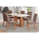 Ver imagem 1 de Conjunto Mesa Sala Jantar Lins com Tampo Madeirado com Vidro 160x90cm e 6 Cadeiras Esther Nature