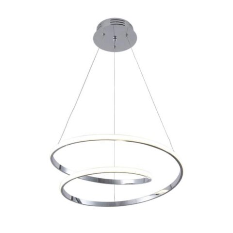 Lustre Pendente Moderno Led 50w Arco Prata Controle 3 Cores Bivolt At6001