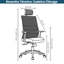 Ver imagem 5 de Cadeira Giratória Nr-17 Presidente C/ Braços Chicago Rivatti Tela Mesh Preta Base Rodizio Nylon