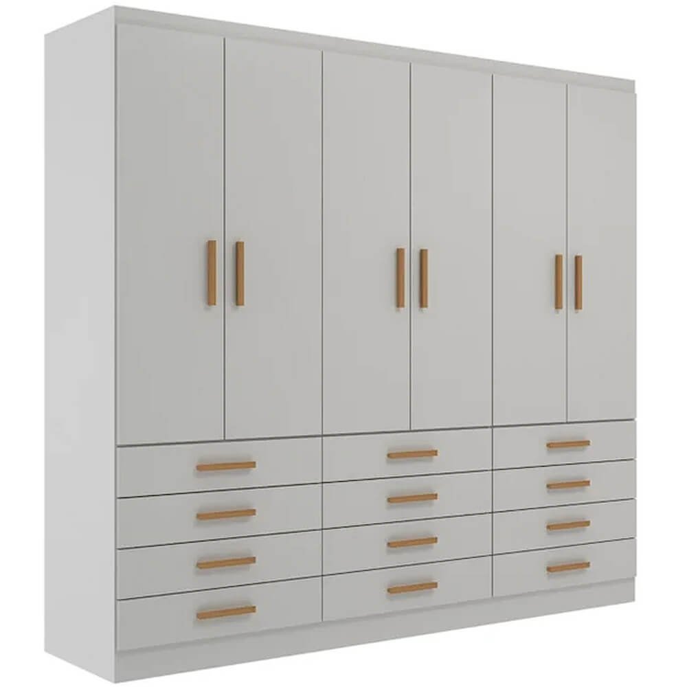 Guarda Roupa New Monaco Casal 6 Portas 12 Gavetas Evidencia Cor Branco