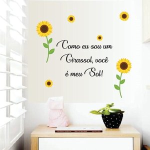 Adesivo De Parede Girassol e Frase Como sou um Girassol