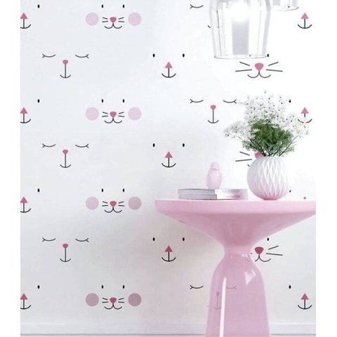 Adesivo De Parede Infantil Rostos de Gatinhos