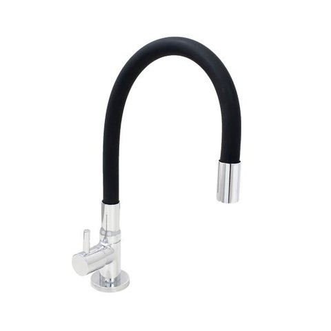 Torneira Cozinha Mesa Silicone Preto C61 Arejador Fixo Latão