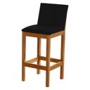 Ver imagem 2 de Banqueta Alta Pérola com Encosto Estofada em Veludo Preto Madeira Maciça Castanho