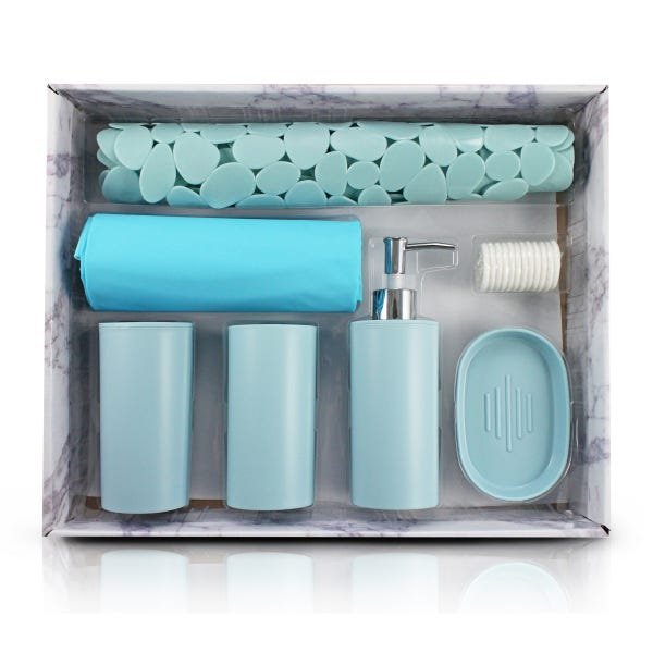Kit de Banheiro Completo de 7 Peças:Azul claro - 1