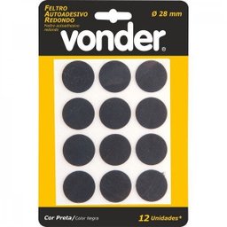 Feltro autoadesivo preto redondo 28 mm Vonder - 2 Feltro autoadesivo preto redondo 28 mm Vonder - 2