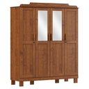Ver imagem 2 de Guarda Roupa 4 Portas Espelho 152 Cm 1282 Castanho Milani Store Castanho