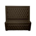 Ver imagem 1 de Kit Cabeceira de Cama Box e Calçadeira Baú Retro Capitonê Botão Encapados King 195 Cm Suede Marrom