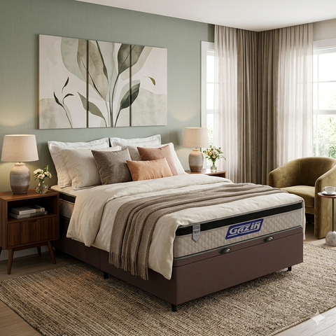 Cama Box Baú + Colchão Gazin de Espuma D33 Pillow In Force Mid Casal 138 cm