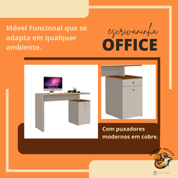 Escrivaninha Office Versátil Quarto Escritório Off White Freijó - 4