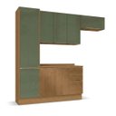 Ver imagem 2 de Cozinha Completa Modulada 4 Peças com Paneleiro e Balcão com Tampo Vibra Canela/Verde Pistache