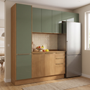 Ver imagem 1 de Cozinha Completa Modulada 4 Peças com Paneleiro e Balcão com Tampo Vibra Canela/Verde Pistache