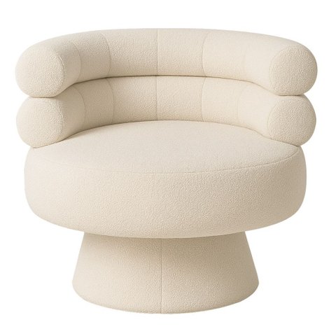 Poltrona Orgânica Mabel Base Giratória Bouclé Off White - Nexta Casa