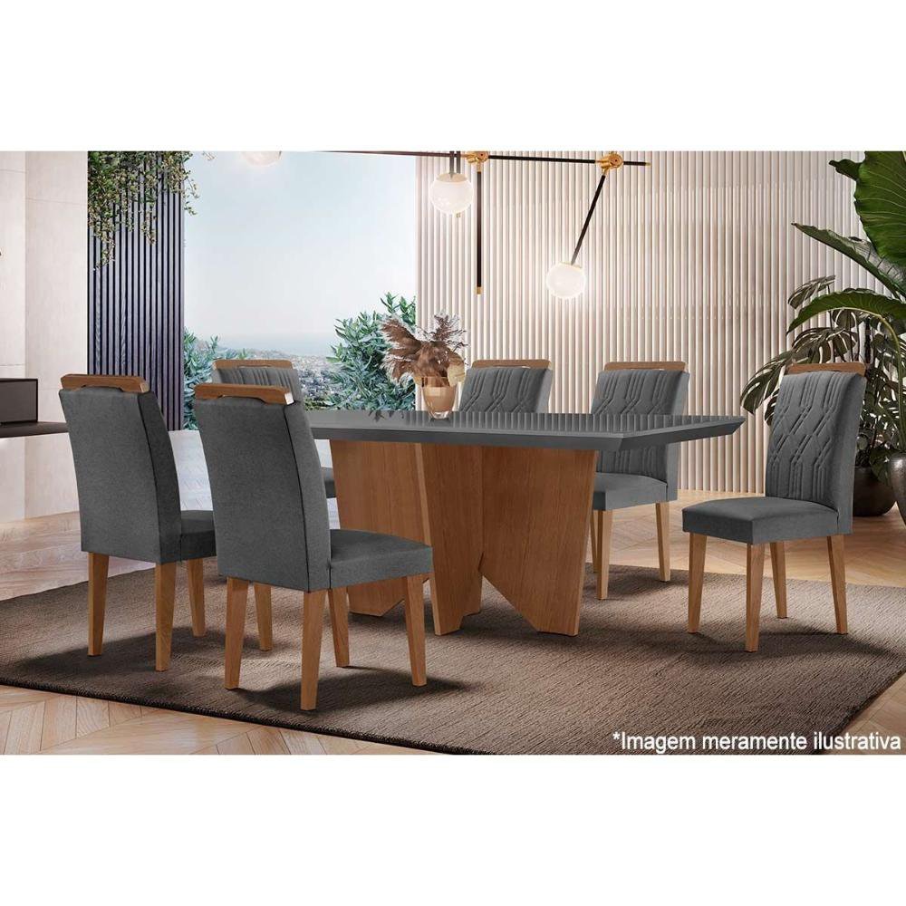 Conjunto Mesa Sala de Jantar Forme 180cm Vidro Off com 6 Cadeiras Jade DJ  Móveis A preço de Fábrica