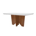 Ver imagem 1 de Mesa de Sala Jantar Nevada + Tampo Madeirado Vidro Reto 180x90cm Off White/Imbuia-Vidro Off White -