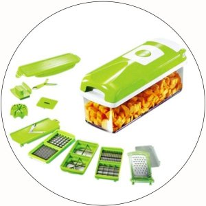 Kit Cortadores e Fatiadores de Legumes C/Lâminas 100% Inox Original Marca: Genius Nicer Dicer Plus®