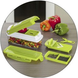 Kit Cortadores e Fatiadores de Legumes C/Lâminas 100% Inox Original Marca: Genius Nicer Dicer Plus® - 4