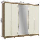 Ver imagem 5 de Guarda-roupa Casal Kappesberg G540-frow com Espelho 6 Portas e 6 Gavetas Freijó/ Off-white