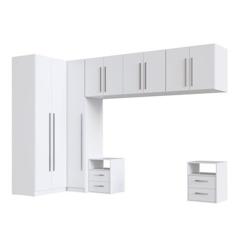 Quarto Modulado 100% MDF 6 Peças 9 Portas e 4 Gavetas Integrato Branco