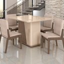 Ver imagem 1 de Conjunto Mesa com 4 Cadeiras Harmonia Marrom/Carvalho/Fendi