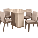 Ver imagem 2 de Conjunto Mesa com 4 Cadeiras Harmonia Marrom/Carvalho/Fendi