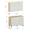 Ver imagem 4 de Kit Armário Aéreo 3 Portas e Balcão de Pia 120 Cm Aurora Cinza Cristal Pet/cinza Cristal