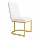Ver imagem 1 de Poltrona Cadeira de Jantar Base de Ferro Mirelle Bordado Horizontal Corino Branco
