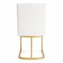 Ver imagem 3 de Poltrona Cadeira de Jantar Base de Ferro Mirelle Bordado Horizontal Corino Branco