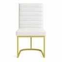 Ver imagem 2 de Poltrona Cadeira de Jantar Base de Ferro Mirelle Bordado Horizontal Corino Branco