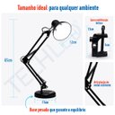 Ver imagem 5 de Luminária Articulavel Pixar para Escritório com Garra e Base Preta