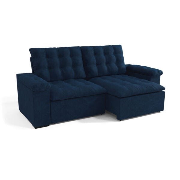 Sofá Dallas 2,22M Retrátil Kappesberg Azul MadeiraMadeira