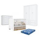 Ver imagem 1 de Quarto de Bebê Americano 4 Portas com Berço Americano Katatau Branco Acetinado – Reller - Henn e Col