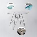 Ver imagem 2 de Mesa de Jantar Eames Eiffel de Ferro Preto Tampo Redondo Vidro 110cm com 4 Cadeiras Pretas