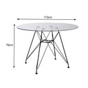Ver imagem 4 de Mesa de Jantar Eames Eiffel de Ferro Preto Tampo Redondo Vidro 110cm com 4 Cadeiras Pretas