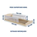 Ver imagem 4 de Cama Montessoriana Infantil Solteiro Proteção Lateral Carvalho Branco Encanto Completa Móveis