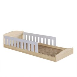 Cama Montessoriana Infantil Solteiro Proteção Lateral Carvalho Branco Encanto Completa Móveis - 3