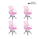 Ver imagem 3 de Kit 4 Cadeiras de Escritório Begonia Mesh Ergonômica Rosa + E-book