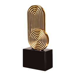 Escultura Decorativa Abstrata Dourada em Cerâmica 33,5x14cm Mart - 1