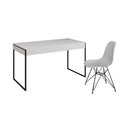 Ver imagem 6 de Escrivaninha Industrial Escritório Malta Branca 137X53Cm Com 1 Cadeira Branca Base Ferr Cor: Branco