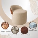 Ver imagem 4 de Puff Encosto Corino Linho Sala Orgânico Quarto Redondo Banco:bege